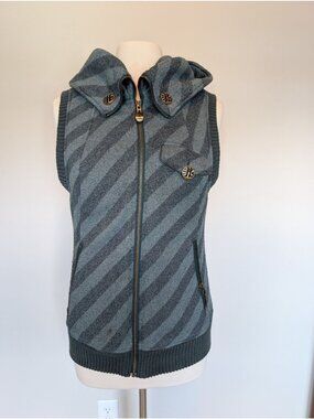 Burton Womens Striped Sleeveless Hoodie Vest DryRide Large Snowboard Ski